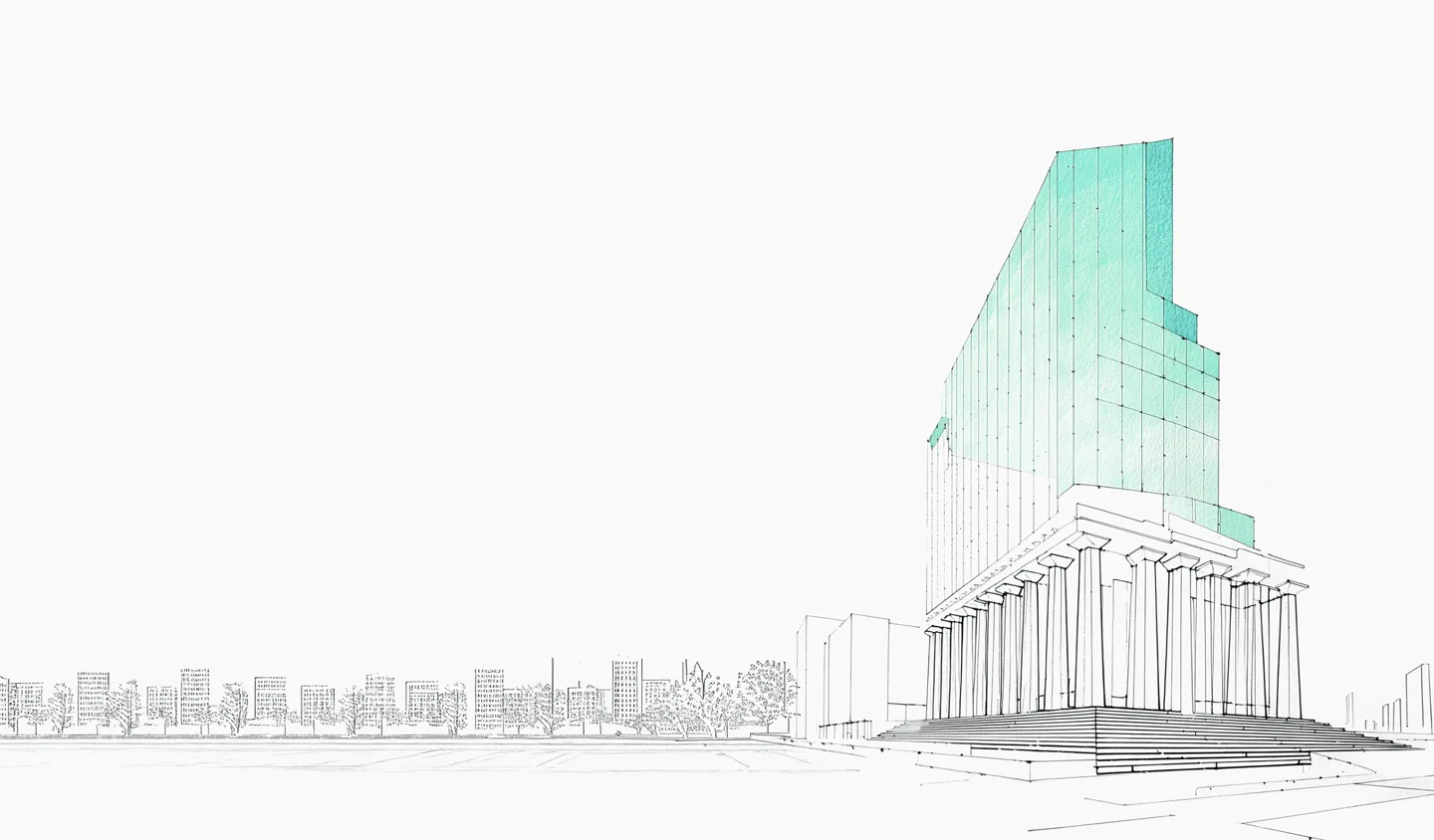 sketched building